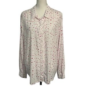 Casa Cabana Pink Heart Pattern Shirt size XL EUC